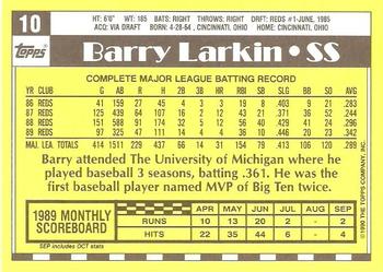 1990 Topps - Collector's Edition (Tiffany) #10 Barry Larkin Back