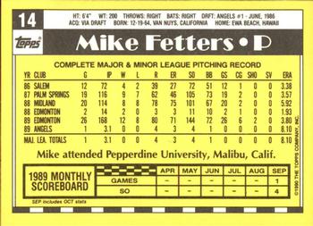 1990 Topps - Collector's Edition (Tiffany) #14 Mike Fetters Back
