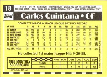 1990 Topps - Collector's Edition (Tiffany) #18 Carlos Quintana Back