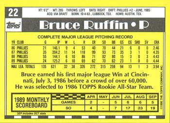 1990 Topps - Collector's Edition (Tiffany) #22 Bruce Ruffin Back