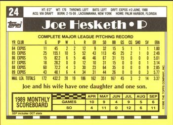 1990 Topps - Collector's Edition (Tiffany) #24 Joe Hesketh Back