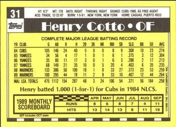 1990 Topps - Collector's Edition (Tiffany) #31 Henry Cotto Back