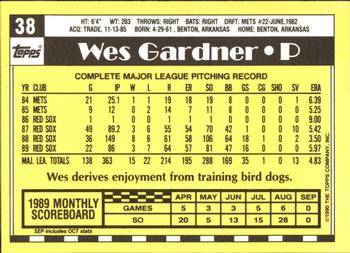 1990 Topps - Collector's Edition (Tiffany) #38 Wes Gardner Back
