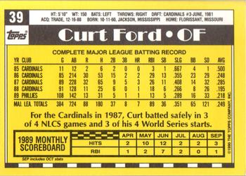 1990 Topps - Collector's Edition (Tiffany) #39 Curt Ford Back