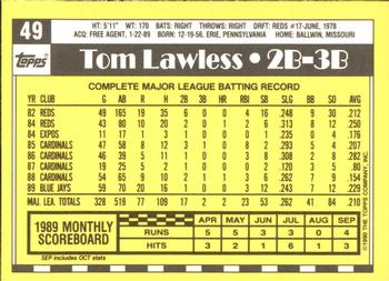 1990 Topps - Collector's Edition (Tiffany) #49 Tom Lawless Back