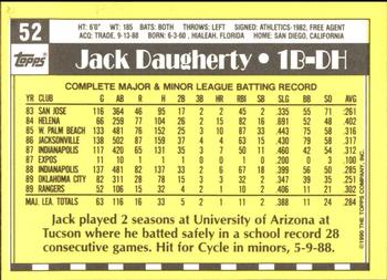 1990 Topps - Collector's Edition (Tiffany) #52 Jack Daugherty Back