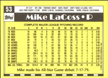 1990 Topps - Collector's Edition (Tiffany) #53 Mike LaCoss Back