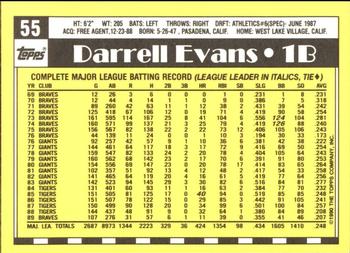 1990 Topps - Collector's Edition (Tiffany) #55 Darrell Evans Back