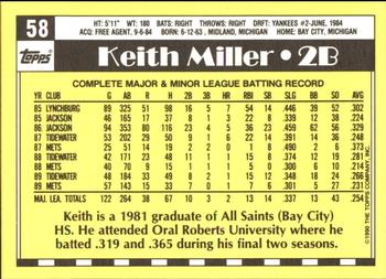1990 Topps - Collector's Edition (Tiffany) #58 Keith Miller Back