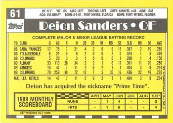 1990 Topps - Collector's Edition (Tiffany) #61 Deion Sanders Back