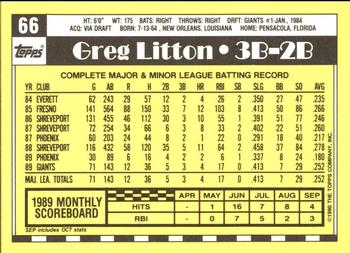 1990 Topps - Collector's Edition (Tiffany) #66 Greg Litton Back