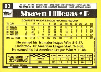 1990 Topps - Collector's Edition (Tiffany) #93 Shawn Hillegas Back