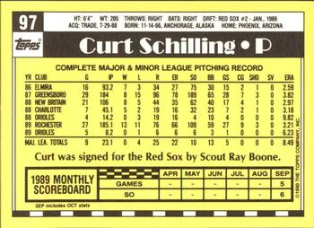 1990 Topps - Collector's Edition (Tiffany) #97 Curt Schilling Back