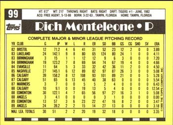 1990 Topps - Collector's Edition (Tiffany) #99 Rich Monteleone Back