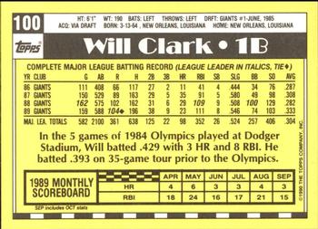 1990 Topps - Collector's Edition (Tiffany) #100 Will Clark Back