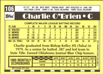 1990 Topps - Collector's Edition (Tiffany) #106 Charlie O'Brien Back