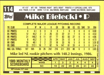 1990 Topps - Collector's Edition (Tiffany) #114 Mike Bielecki Back