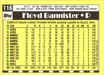 1990 Topps - Collector's Edition (Tiffany) #116 Floyd Bannister Back