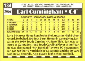 1990 Topps - Collector's Edition (Tiffany) #134 Earl Cunningham Back