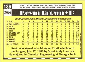 1990 Topps - Collector's Edition (Tiffany) #136 Kevin Brown Back