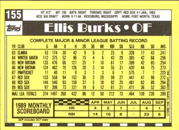 1990 Topps - Collector's Edition (Tiffany) #155 Ellis Burks Back