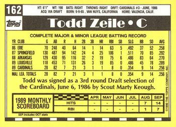 1990 Topps - Collector's Edition (Tiffany) #162 Todd Zeile Back