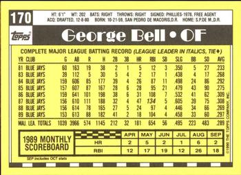 1990 Topps - Collector's Edition (Tiffany) #170 George Bell Back