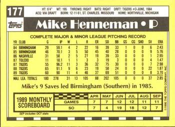 1990 Topps - Collector's Edition (Tiffany) #177 Mike Henneman Back