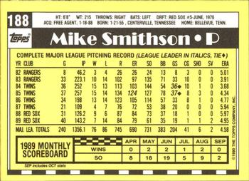 1990 Topps - Collector's Edition (Tiffany) #188 Mike Smithson Back