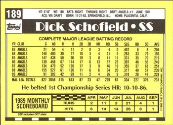 1990 Topps - Collector's Edition (Tiffany) #189 Dick Schofield Back