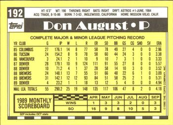 1990 Topps - Collector's Edition (Tiffany) #192 Don August Back