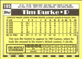 1990 Topps - Collector's Edition (Tiffany) #195 Tim Burke Back