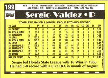 1990 Topps - Collector's Edition (Tiffany) #199 Sergio Valdez Back