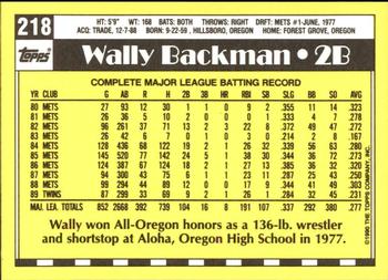 1990 Topps - Collector's Edition (Tiffany) #218 Wally Backman Back