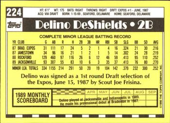1990 Topps - Collector's Edition (Tiffany) #224 Delino DeShields Back