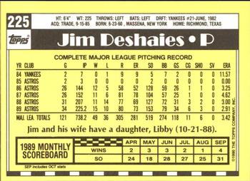 1990 Topps - Collector's Edition (Tiffany) #225 Jim Deshaies Back
