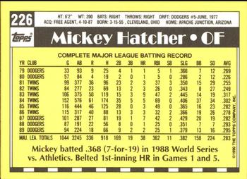 1990 Topps - Collector's Edition (Tiffany) #226 Mickey Hatcher Back