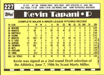 1990 Topps - Collector's Edition (Tiffany) #227 Kevin Tapani Back