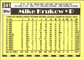1990 Topps - Collector's Edition (Tiffany) #241 Mike Krukow Back