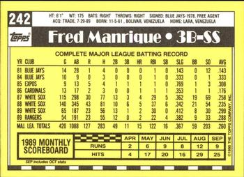 1990 Topps - Collector's Edition (Tiffany) #242 Fred Manrique Back