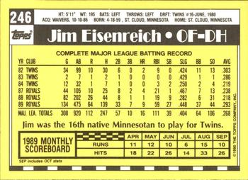 1990 Topps - Collector's Edition (Tiffany) #246 Jim Eisenreich Back