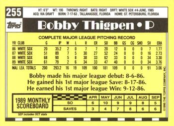 1990 Topps - Collector's Edition (Tiffany) #255 Bobby Thigpen Back