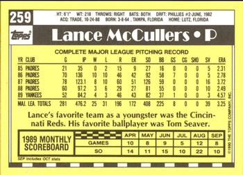 1990 Topps - Collector's Edition (Tiffany) #259 Lance McCullers Back