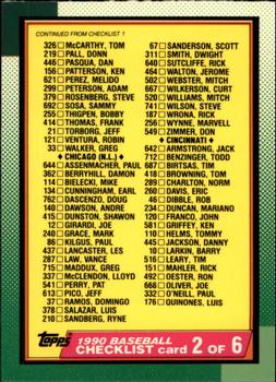 1990 Topps - Collector's Edition (Tiffany) #262 Checklist 2 of 6 Front