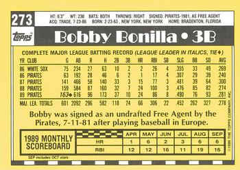 1990 Topps - Collector's Edition (Tiffany) #273 Bobby Bonilla Back
