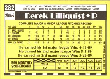 1990 Topps - Collector's Edition (Tiffany) #282 Derek Lilliquist Back