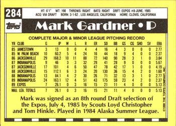 1990 Topps - Collector's Edition (Tiffany) #284 Mark Gardner Back