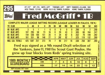 1990 Topps - Collector's Edition (Tiffany) #295 Fred McGriff Back