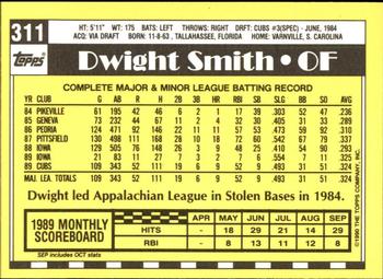 1990 Topps - Collector's Edition (Tiffany) #311 Dwight Smith Back