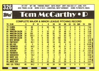 1990 Topps - Collector's Edition (Tiffany) #326 Tom McCarthy Back